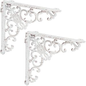 RELAXDAYS Staffe Per Mensole, Set Da 2 Supporti Dal Design Barocco, Reggimensola Angolari Per Scaffali, Vintage, Bianco RELAXDAYS Staffe Per Mensole, Set Da 2 Supporti Dal Design Barocco, Reggimensola Angolari Per Scaffali, Vintage, Bianco