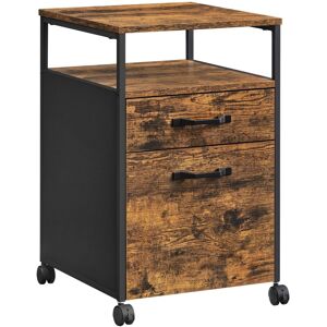 VASAGLE Schedario Con 2 Cassetti, Mobile Per Ufficio Con Ruote, Ripiano Aperto, Struttura In Acciaio, Stile Industriale, Marrone Vintage E Nero Inchiostro Ofc71x VASAGLE Schedario Con 2 Cassetti, Mobile Per Ufficio Con Ruote, Ripiano Aperto, Struttura In Acciaio, Stile Industriale, Marrone Vintage E Nero Inchiostro Ofc71x