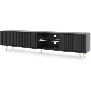SELSEY - Bello - Mobile Tv - 175 Cm - Nero Con Le Asse - Con Illuminazione A Led SELSEY - Bello - Mobile Tv - 175 Cm - Nero Con Le Asse - Con Illuminazione A Led