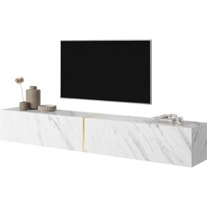 SELSEY - Bisira Mobile Tv Bianco In Look Marmo Con Inserto Color Oro, 200 Cm SELSEY - Bisira Mobile Tv Bianco In Look Marmo Con Inserto Color Oro, 200 Cm