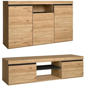 SKRAUT HOME - Set Naturale Soggiorno Sala Da Pranzo, Mobili Ausiliari, Buffet Mobile-tv 140cm Rovere Nordico Nero SKRAUT HOME - Set Naturale Soggiorno Sala Da Pranzo, Mobili Ausiliari, Buffet Mobile-tv 140cm Rovere Nordico Nero
