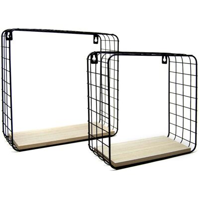 BAKAJI - 2 Mensole Da Parete Moderne Design Cubo Mensola Scaffale Legno Metallo Nero BAKAJI - 2 Mensole Da Parete Moderne Design Cubo Mensola Scaffale Legno Metallo Nero