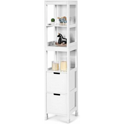 COSTWAY Armadio Alto Di Stoccaggio, Armadietto Moderno, Scaffale Multiuso,144,5 X 30 X 30 Cm, Bianco - COSTWAY Armadio Alto Di Stoccaggio, Armadietto Moderno, Scaffale Multiuso,144,5 X 30 X 30 Cm, Bianco -
