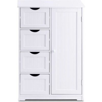 COSTWAY Armadio Da Soggiorno Armadietto Da Bagno Camera Da Letto Con 1 Anta E 4 Cassetti, Bianco COSTWAY Armadio Da Soggiorno Armadietto Da Bagno Camera Da Letto Con 1 Anta E 4 Cassetti, Bianco