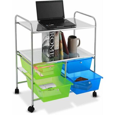COSTWAY Carello Con 4 Cassetti Carrello Portaoggetti Con Ruote Per Cucina Bagno Ufficio COSTWAY Carello Con 4 Cassetti Carrello Portaoggetti Con Ruote Per Cucina Bagno Ufficio