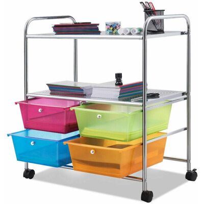 COSTWAY Carello Con 4 Cassetti Carrello Portaoggetti Con Ruote Per Cucina Bagno Ufficio COSTWAY Carello Con 4 Cassetti Carrello Portaoggetti Con Ruote Per Cucina Bagno Ufficio
