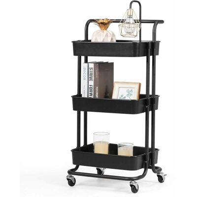 COSTWAY Carrello Con 3 Cesti E Maniglia, Carrello Multifunzione Con Ruote, 87 X 35 X 42 Cm, Nero/bianco (nero) COSTWAY Carrello Con 3 Cesti E Maniglia, Carrello Multifunzione Con Ruote, 87 X 35 X 42 Cm, Nero/bianco (nero)