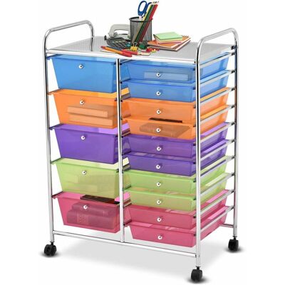 COSTWAY Carrello Con 15 Cassetti Impilabili, Carrello Di Stoccaggio Con Ruote, Carello Portaoggetti Per Casa E Ufficio, 62,5 X 37 X 87 Cm (multicolore) COSTWAY Carrello Con 15 Cassetti Impilabili, Carrello Di Stoccaggio Con Ruote, Carello Portaoggetti Per Casa E Ufficio, 62,5 X 37 X 87 Cm (multicolore)