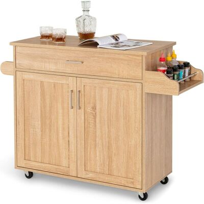 COSTWAY Carrello Da Cucina Con Ruote Di Gomma, Scaffale Per Microonde Carrello Servizio, Credenza Cucina Legno Moderno Elegante, 116 X 37 X 85 Cm (naturale) - COSTWAY Carrello Da Cucina Con Ruote Di Gomma, Scaffale Per Microonde Carrello Servizio, Credenza Cucina Legno Moderno Elegante, 116 X 37 X 85 Cm (naturale) -