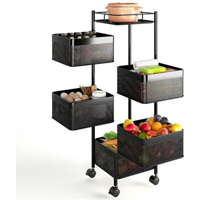 BAKAJI - Carrello Trolley Cucina In Metallo 6 Ripiani 26x85 4 Ruote Salvaspazio Nero BAKAJI - Carrello Trolley Cucina In Metallo 6 Ripiani 26x85 4 Ruote Salvaspazio Nero