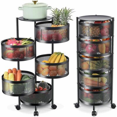 BAKAJI Carrello Trolley Cucina In Metallo 6 Ripiani 30x85 4 Ruote Salvaspazio Nero BAKAJI Carrello Trolley Cucina In Metallo 6 Ripiani 30x85 4 Ruote Salvaspazio Nero