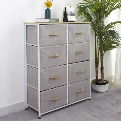 BAKAJI Cassettiera Mobiletto 8 Cassetti Robusto Comodo Tessuto Grigio Chiaro E Bianco BAKAJI Cassettiera Mobiletto 8 Cassetti Robusto Comodo Tessuto Grigio Chiaro E Bianco