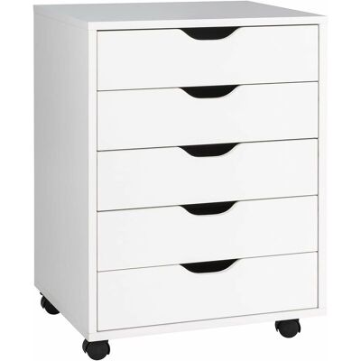 COSTWAY Cassettiera Da Ufficio Con 5 Cassetti E Ruote, Mobiletto Multiuso Per Documenti E Cosmetici, Comodino Con Ruote Per Camera Da Letto Studio Ufficio E Soggiorno (bianco) COSTWAY Cassettiera Da Ufficio Con 5 Cassetti E Ruote, Mobiletto Multiuso Per Documenti E Cosmetici, Comodino Con Ruote Per Camera Da Letto Studio Ufficio E Soggiorno (bianco)