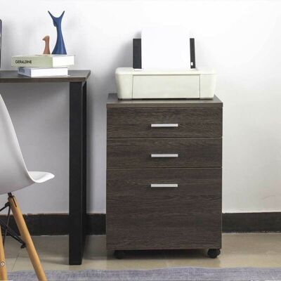 BAKAJI Cassettiera Scrivania Ufficio Legno Mdf Mobiletto Stampante 3 Cassetti Moro BAKAJI Cassettiera Scrivania Ufficio Legno Mdf Mobiletto Stampante 3 Cassetti Moro