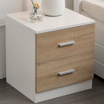 BAKAJI - Comodino Mobiletto Cassettiera 2 Cassetti Design Moderno In Legno Mdf Bianco BAKAJI - Comodino Mobiletto Cassettiera 2 Cassetti Design Moderno In Legno Mdf Bianco
