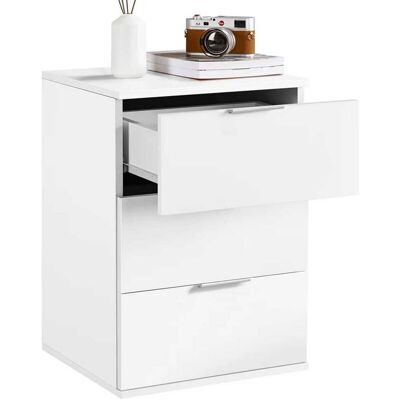 BAKAJI Comodino Mobiletto Cassettiera 3 Cassetti Design Moderno In Legno Mdf Bianco BAKAJI Comodino Mobiletto Cassettiera 3 Cassetti Design Moderno In Legno Mdf Bianco
