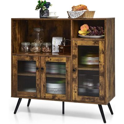 COSTWAY - Credenza Moderna Con Tanto Spazio, Mobile Per Cucina Con Ante In Vetro Temperato, Dispositivo Antiribaltamento E Ripiani Regolabili, Per Sala Da Pranzo E Cucina, 100 X 39,5 X 100 Cm (marrone) COSTWAY - Credenza Moderna Con Tanto Spazio, Mobile Per Cucina Con Ante In Vetro Temperato, Dispositivo Antiribaltamento E Ripiani Regolabili, Per Sala Da Pranzo E Cucina, 100 X 39,5 X 100 Cm (marrone)