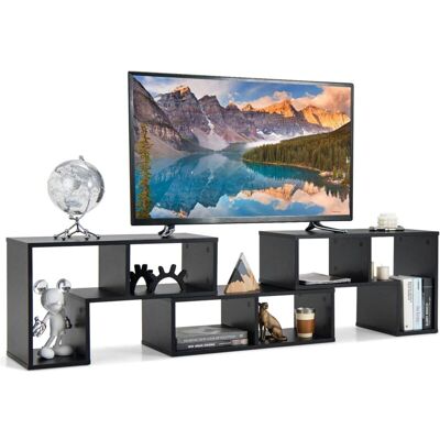 COSTWAY - Mobile Porta Tv Con Ripiani Aperti, Per Tv Fino A 65 Pollici, Mobile Tv Di Legno Per Salone, Camera Da Letto, Corridoio, Facile Da Montare, 134-180 X 30 X 43 Cm (nero) COSTWAY - Mobile Porta Tv Con Ripiani Aperti, Per Tv Fino A 65 Pollici, Mobile Tv Di Legno Per Salone, Camera Da Letto, Corridoio, Facile Da Montare, 134-180 X 30 X 43 Cm (nero)
