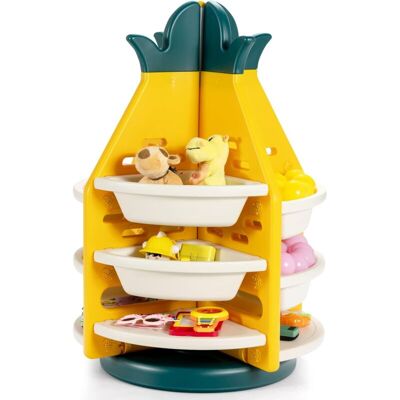 COSTWAY Organizer Giocattoli Per Bambini Girevole A 360°, Scaffale Portaoggett A Forma Di Ananas Con 3 Livelli 8 Cesti Di Plastica E 4 Mensole, Giallo COSTWAY Organizer Giocattoli Per Bambini Girevole A 360°, Scaffale Portaoggett A Forma Di Ananas Con 3 Livelli 8 Cesti Di Plastica E 4 Mensole, Giallo