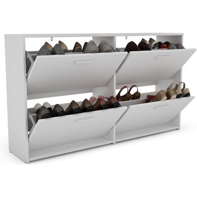 COSTWAY Portascarpe Scarpiera Salvaspazio Da Ingresso, Organizer Scarpe Con 4 Scomparse, In Legno (bianco) - COSTWAY Portascarpe Scarpiera Salvaspazio Da Ingresso, Organizer Scarpe Con 4 Scomparse, In Legno (bianco) -