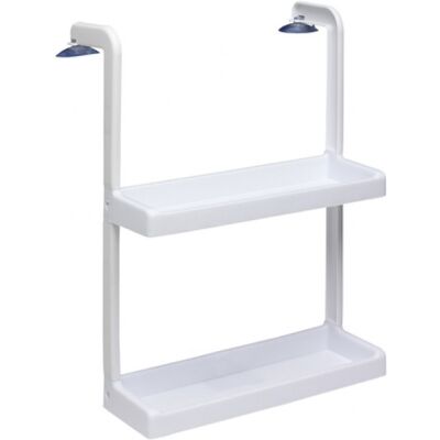 BAKAJI Doppia Mensola A Ventosa Scaffale Organizer Da Cucina Porta Oggetti Bianco BAKAJI Doppia Mensola A Ventosa Scaffale Organizer Da Cucina Porta Oggetti Bianco