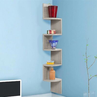 BAKAJI Libreria Scaffale Mensole Parete Angolare Moderna 5 Ripiani Angolo Rovere BAKAJI Libreria Scaffale Mensole Parete Angolare Moderna 5 Ripiani Angolo Rovere