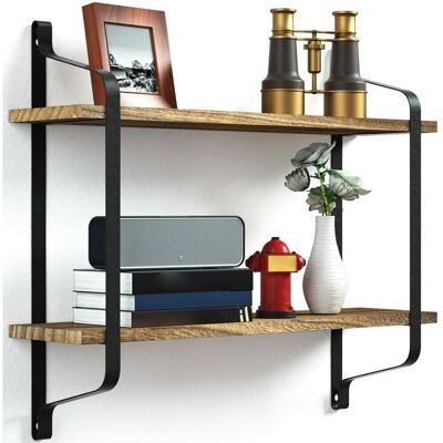 BAKAJI Mensola Parete 2 Mensole Ripiani Design Moderno Scaffale Libreria Legno Metallo BAKAJI Mensola Parete 2 Mensole Ripiani Design Moderno Scaffale Libreria Legno Metallo