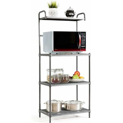 COSTWAY Microonde Scaffale Da Cucina Per Microonde In Metallo A 4 Ripiani, Carrello Per Microonde Scaffalatura Organizzatore Portaoggetti, 60 X 34,5 X 136 Cm (grigio) - COSTWAY Microonde Scaffale Da Cucina Per Microonde In Metallo A 4 Ripiani, Carrello Per Microonde Scaffalatura Organizzatore Portaoggetti, 60 X 34,5 X 136 Cm (grigio) -