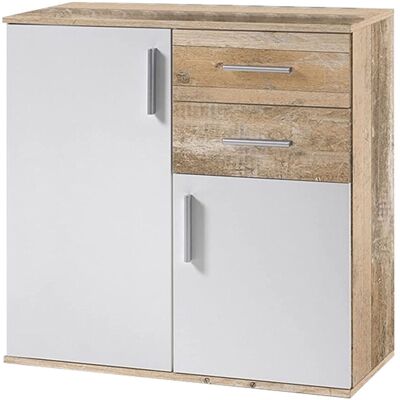 BAKAJI Mobile Madia Con Cassetti Ante 2 Ripiani Mobiletto Credenza Cucina Bagno Moderna BAKAJI Mobile Madia Con Cassetti Ante 2 Ripiani Mobiletto Credenza Cucina Bagno Moderna