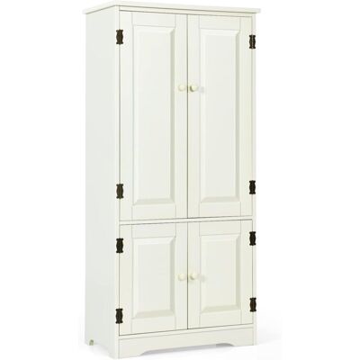 COSTWAY Mobile Multiuso, Armadio Da Soggiorno, Credenza Da Cucina In Legno, Con 4 Ripiani, 59 X 32 X 123cm, Bianco E Nero (bianco) - COSTWAY Mobile Multiuso, Armadio Da Soggiorno, Credenza Da Cucina In Legno, Con 4 Ripiani, 59 X 32 X 123cm, Bianco E Nero (bianco) -