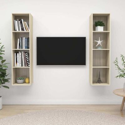 VIDAXL Mobile Tv A Parete 2 Pz Rovere Sonoma In Truciolato - VIDAXL Mobile Tv A Parete 2 Pz Rovere Sonoma In Truciolato -