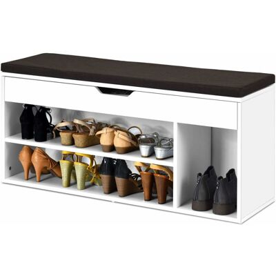 COSTWAY - Panca Scarpiera, 103,5 X 48 X 30 Cm, Panca Porta Scarpe Con Tappeto Morbido Rimovibile E L'Unità Contenitore, Spazio Per 9 Paia Di Scarpe, Bianco COSTWAY - Panca Scarpiera, 103,5 X 48 X 30 Cm, Panca Porta Scarpe Con Tappeto Morbido Rimovibile E L'Unità Contenitore, Spazio Per 9 Paia Di Scarpe, Bianco