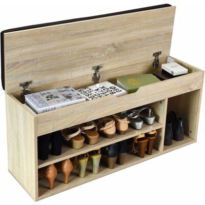 COSTWAY - Panca Scarpiera, 103,5 X 48 X 30 Cm, Panca Porta Scarpe Con Tappeto Morbido Rimovibile E L'Unità Contenitore, Spazio Per 9 Paia Di Scarpe, Colore Naturale Legno COSTWAY - Panca Scarpiera, 103,5 X 48 X 30 Cm, Panca Porta Scarpe Con Tappeto Morbido Rimovibile E L'Unità Contenitore, Spazio Per 9 Paia Di Scarpe, Colore Naturale Legno