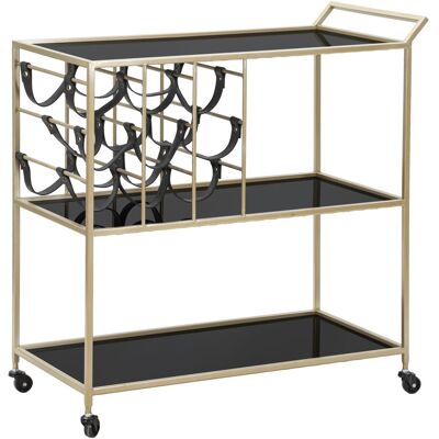 KENDRA HOME Carrello Portavivande Black String In Ferro Dorato E Vetro Nero KENDRA HOME Carrello Portavivande Black String In Ferro Dorato E Vetro Nero