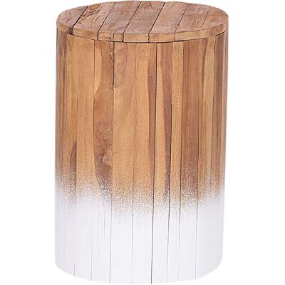BELIANI Comodino In Legno Di Teak Chiaro/bianco Movas BELIANI Comodino In Legno Di Teak Chiaro/bianco Movas