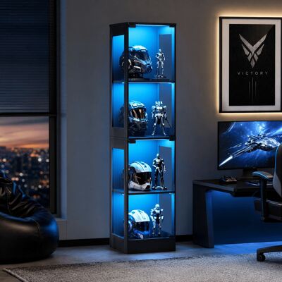 JOOKGBD –vetrina In Vetro Per Collezione Con Illuminazione Led E Sensore Di Movimento Intelligente,2 Ante In Vetro,4 Ripiani,mobile Contenitore Design,per Soggiorno,libreria,ufficio,nero JOOKGBD –vetrina In Vetro Per Collezione Con Illuminazione Led E Sensore Di Movimento Intelligente,2 Ante In Vetro,4 Ripiani,mobile Contenitore Design,per Soggiorno,libreria,ufficio,nero