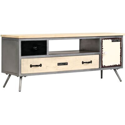 HELLOSHOP26 - Mobile Tv Tv Buffet Dal Design Pratico In Legno Massello Di Mango E Acciaio 120 Cm 2502149 HELLOSHOP26 - Mobile Tv Tv Buffet Dal Design Pratico In Legno Massello Di Mango E Acciaio 120 Cm 2502149