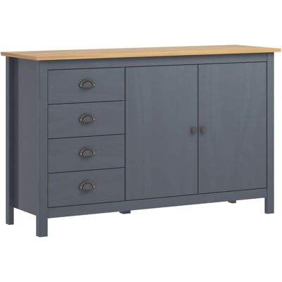 VIDAXL Credenza Hill Grigia 130x40x80 Cm In Legno Massello Di VIDAXL Credenza Hill Grigia 130x40x80 Cm In Legno Massello Di