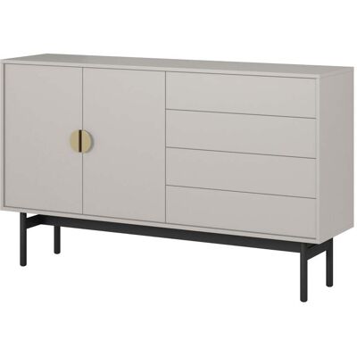 SELSEY Stoon Ii - Credenza Con 2 Ante E 4 Cassetti - 154 Cm - Taupe SELSEY Stoon Ii - Credenza Con 2 Ante E 4 Cassetti - 154 Cm - Taupe