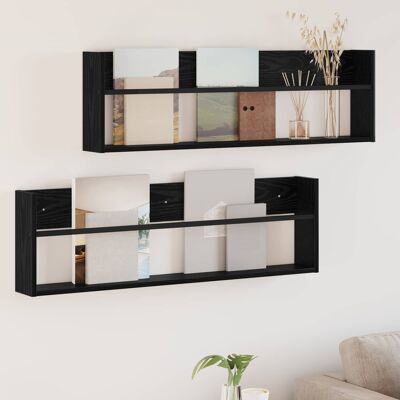 VIDAXL Scaffale Per Riviste 2 Pcs Rovere Nero 100 X 12 X 30 Cm VIDAXL Scaffale Per Riviste 2 Pcs Rovere Nero 100 X 12 X 30 Cm