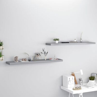 VIDAXL Scaffali A Parete 2 Pz Grigi 120x23,5x3,8 Cm In Mdf - VIDAXL Scaffali A Parete 2 Pz Grigi 120x23,5x3,8 Cm In Mdf -