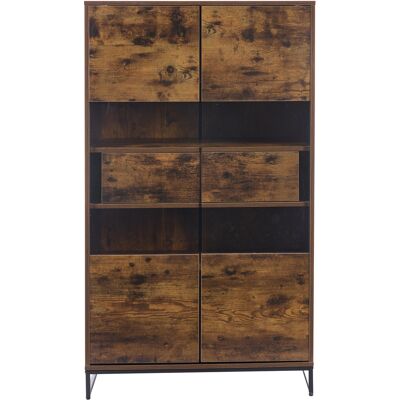 ELVMI Vetrina Con 2 Ante, 2 Cassetti, 6 Vani, Led E Ante In Acrilico Per Soggiorno In Mdf 80 × 40 × 138 Cm Nero ELVMI Vetrina Con 2 Ante, 2 Cassetti, 6 Vani, Led E Ante In Acrilico Per Soggiorno In Mdf 80 × 40 × 138 Cm Nero