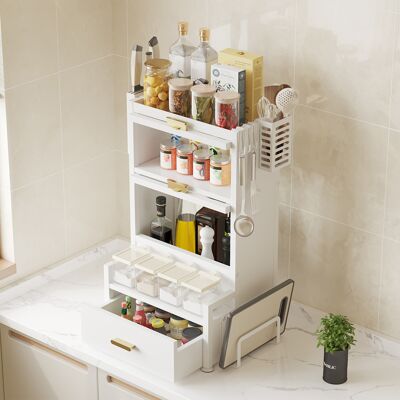 BAKAJI Scaffale Scaffalatura Credenza In Metallo Con Doppia Vetrinetta E Cassetto Bianco BAKAJI Scaffale Scaffalatura Credenza In Metallo Con Doppia Vetrinetta E Cassetto Bianco