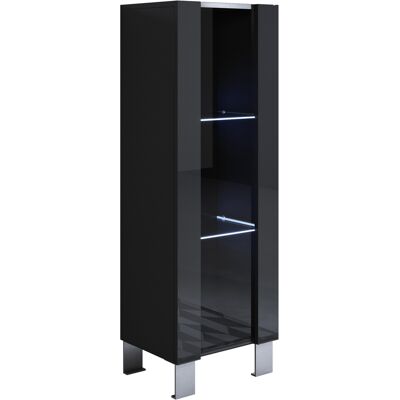 LETTIEMOBILI Vetrina Con Piedini 12cm E Led Mobile Soggiorno Moderno Salotto Vetrinetta Pensile 40x138x28 Modello Luke V2 Nero Lucido LETTIEMOBILI Vetrina Con Piedini 12cm E Led Mobile Soggiorno Moderno Salotto Vetrinetta Pensile 40x138x28 Modello Luke V2 Nero Lucido