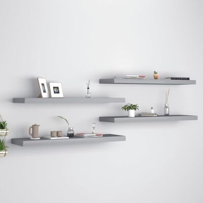 vidaXL 4 mensole da parete Grigie 90x23.5x3.8 cm MDF - Mensole da muro vidaXL 4 mensole da parete Grigie 90x23.5x3.8 cm MDF - Mensole da muro