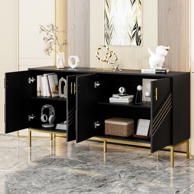 MODENVIE Madia Contenitore Con 4 Ante E 2 Ripiani Regolabili, Per Soggiorno Sala Da Pranzo Ingresso, Mdf, 160 X 40 X 80.5 Cm MODENVIE Madia Contenitore Con 4 Ante E 2 Ripiani Regolabili, Per Soggiorno Sala Da Pranzo Ingresso, Mdf, 160 X 40 X 80.5 Cm