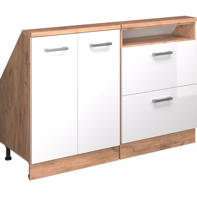 Vicco Mobile Cucina Sottotetto R-line, Bianco Lucido/oro Power Oak, 120 Cm Set Di 2, Vicco Mobile Cucina Sottotetto R-line, Bianco Lucido/oro Power Oak, 120 Cm Set Di 2,