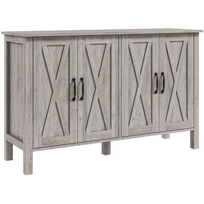 OEM Mobiletto Multiuso Stile Rustico Con 4 Ripiani Portaoggetti Regolabili, In Legno, 120x37x75 Cm, Grigio OEM Mobiletto Multiuso Stile Rustico Con 4 Ripiani Portaoggetti Regolabili, In Legno, 120x37x75 Cm, Grigio
