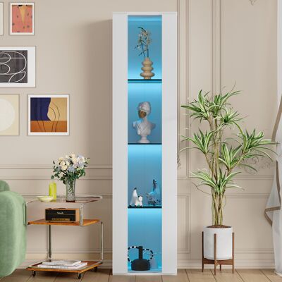 OKMYHOME Vetrina Contenitore 40x29x170 Cm Led Moderna Bianca OKMYHOME Vetrina Contenitore 40x29x170 Cm Led Moderna Bianca