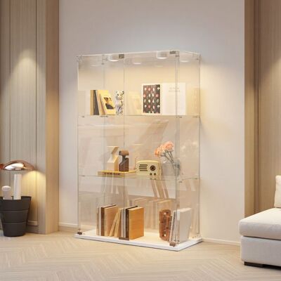 OEM Vetrina In Vetro Led, Porte Doppie, 3 Ripiani, Armadio Di Presentazione Per Salotto, Per Collezione, 123 X 78 X 35cm, Bianco OEM Vetrina In Vetro Led, Porte Doppie, 3 Ripiani, Armadio Di Presentazione Per Salotto, Per Collezione, 123 X 78 X 35cm, Bianco